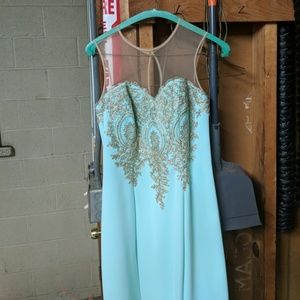 A light blue/green babyonline prom dress $50
